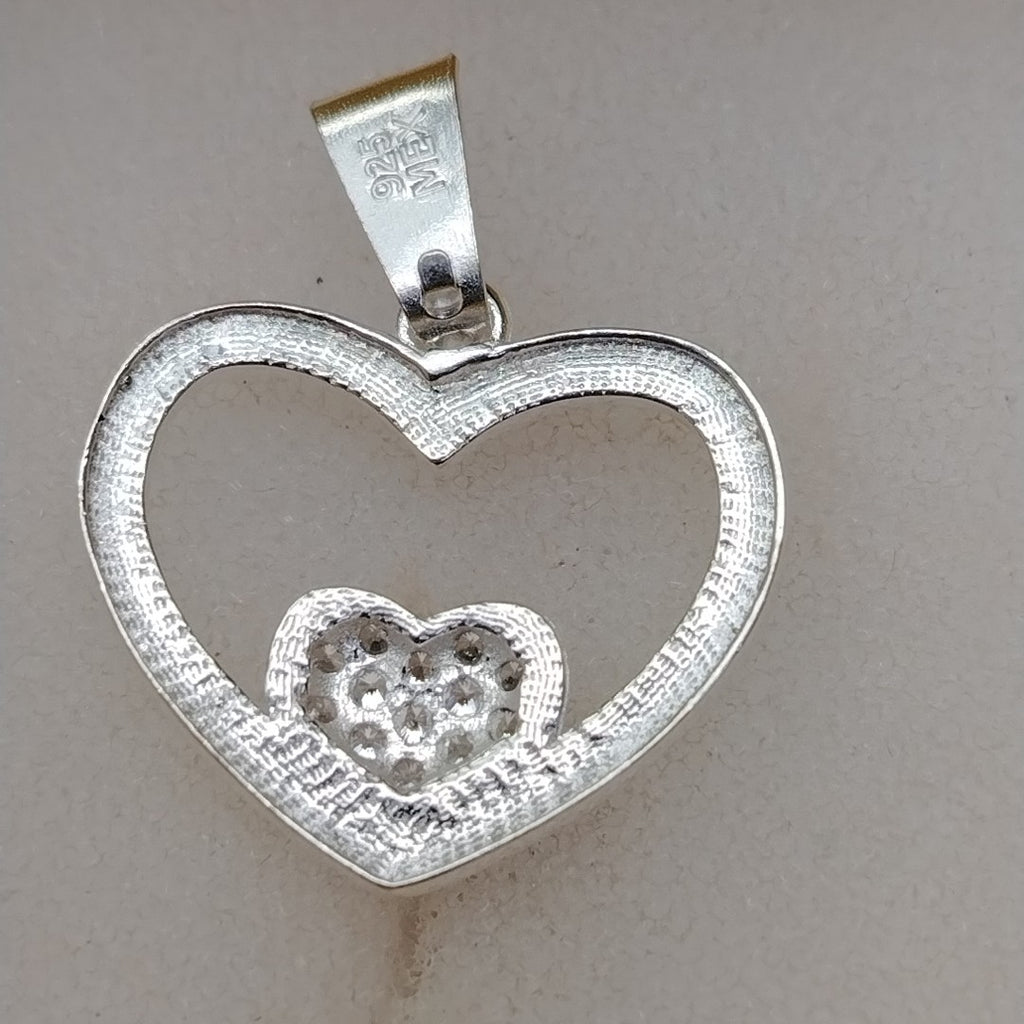 DIJE CORAZON C/CIRCONIAS PLATA .925 2.8 GR (NUEVO)