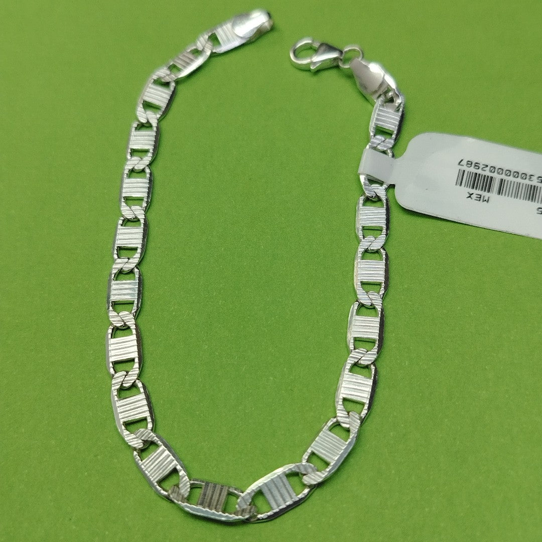 PULSERA TEJIDO ESPEJO PLATA .925 21 CM 7.8 GR (NUEVO)
