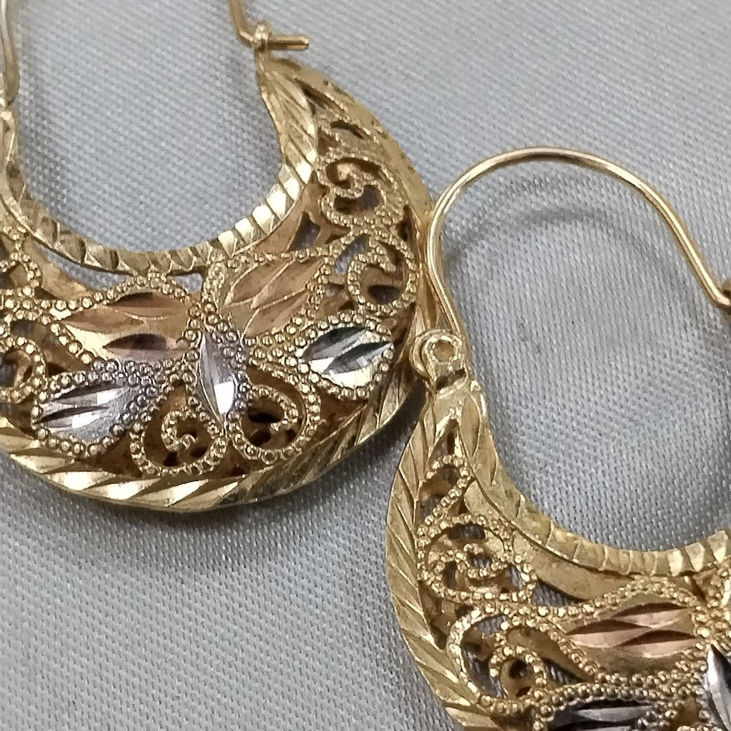 ARETES PAR ORO, ORO COMBINADO 14 K 7.6 GRMS (SEMINUEVO)