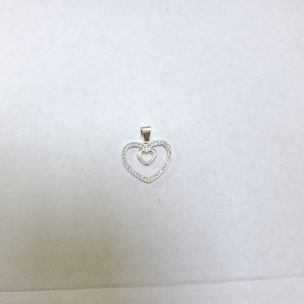 DIJE CORAZON C/CIRCONIAS PLATA .925 2.7 GR (NUEVO)