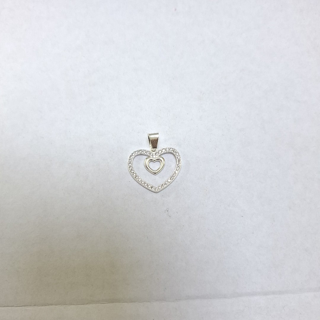 DIJE CORAZON C/CIRCONIAS PLATA .925 2.7 GR (NUEVO)