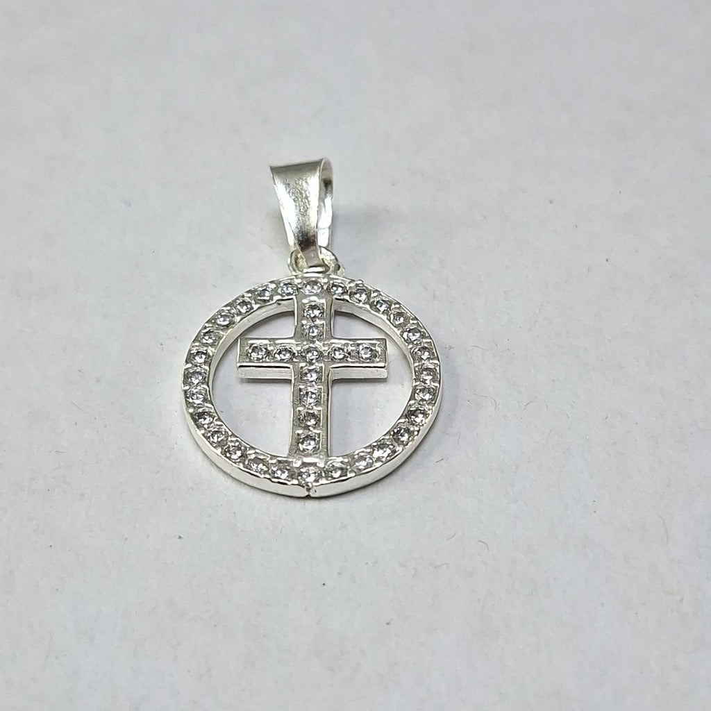 DIJE CRUZ C/CIRCONIAS PLATA .925 2.5 GR (NUEVO)