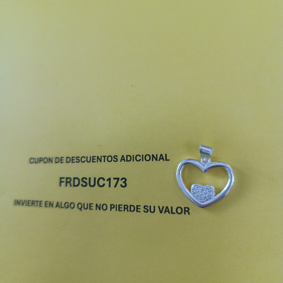 DIJE CORAZON C/CIRCONIAS PLATA .925 2.7 GR (NUEVO)