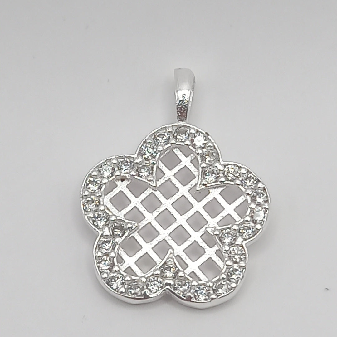 DIJE FLOR CON CIRCONIAS PLATA .925 1.8 GR (NUEVO)