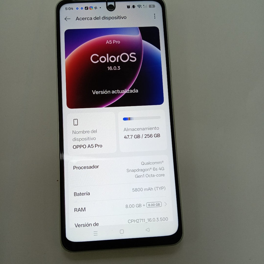 CELULAR OPPO A5 PRO CPH2711 (2025) 256 GB 8 GB RAM (SEMINUEVO)