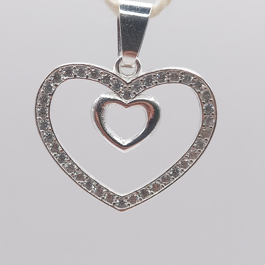 DIJE CORAZON C/CIRCONIAS PLATA .925 2.7 GR (NUEVO)