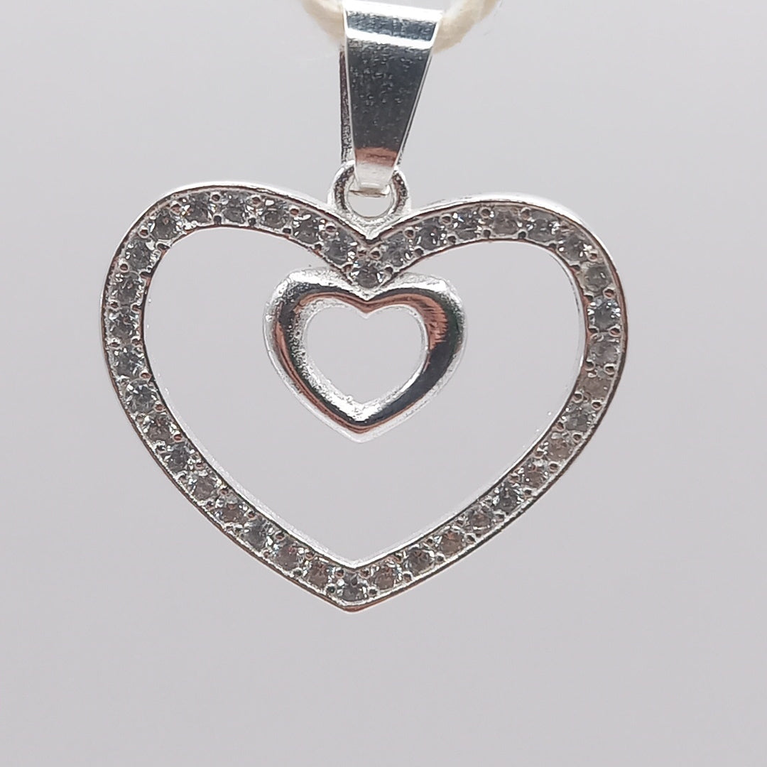 DIJE CORAZON C/CIRCONIAS PLATA .925 2.7 GR (NUEVO)