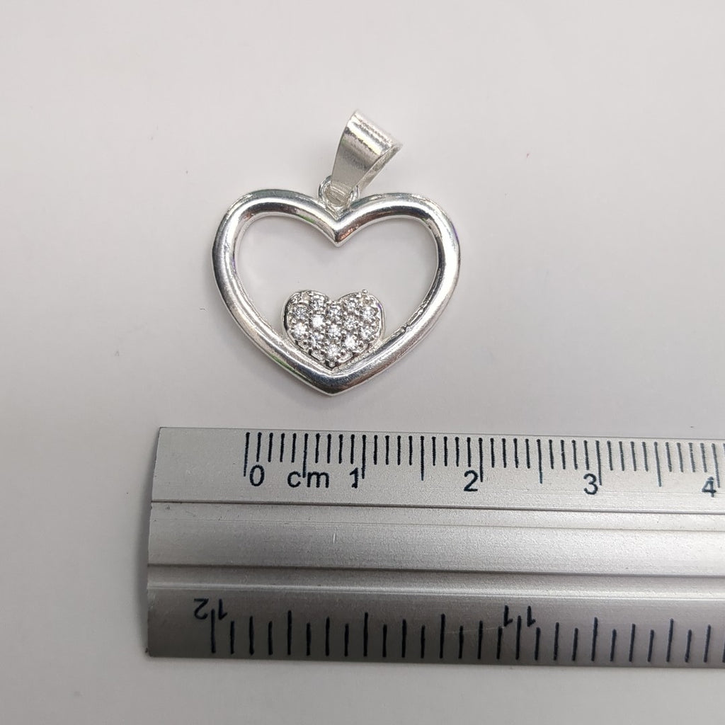 DIJE CORAZON C/CIRCONIAS PLATA .925 2.8 GR (NUEVO)
