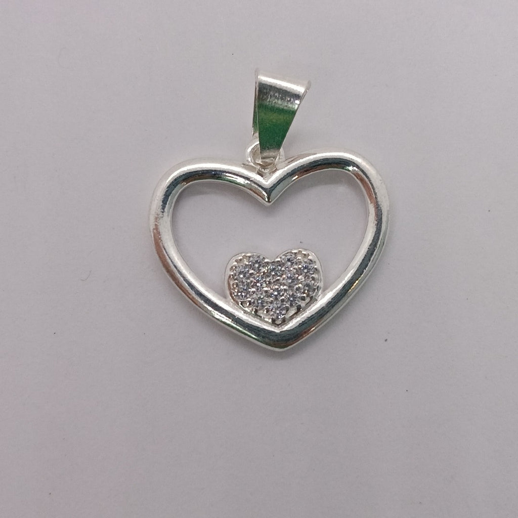 DIJE CORAZON C/CIRCONIAS PLATA .925 2.6 GR (NUEVO)