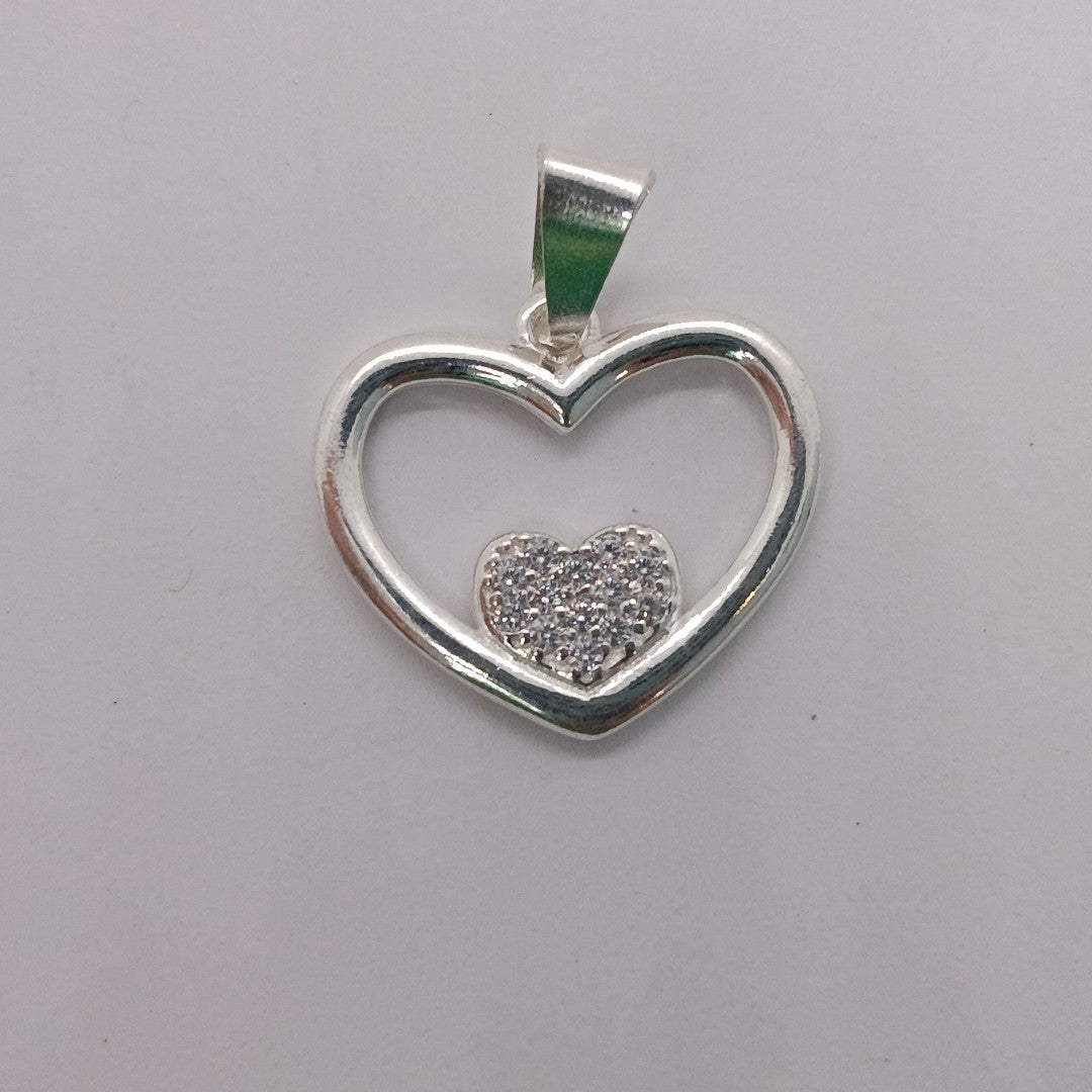 DIJE CORAZON C/CIRCONIAS PLATA .925 2.6 GR (NUEVO)