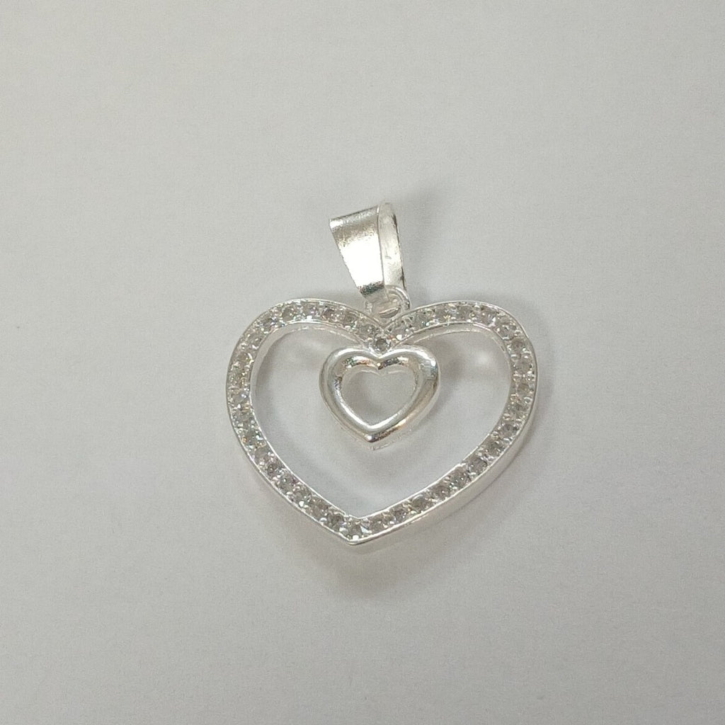 DIJE CORAZON C/CIRCONIAS PLATA .925 2.7 GR (NUEVO)