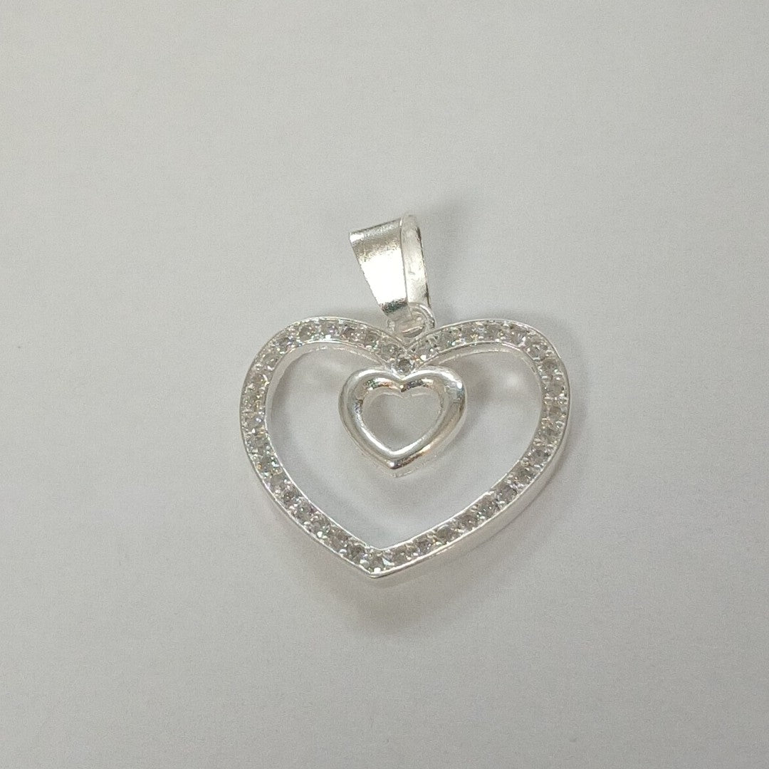 DIJE CORAZON C/CIRCONIAS PLATA .925 2.7 GR (NUEVO)