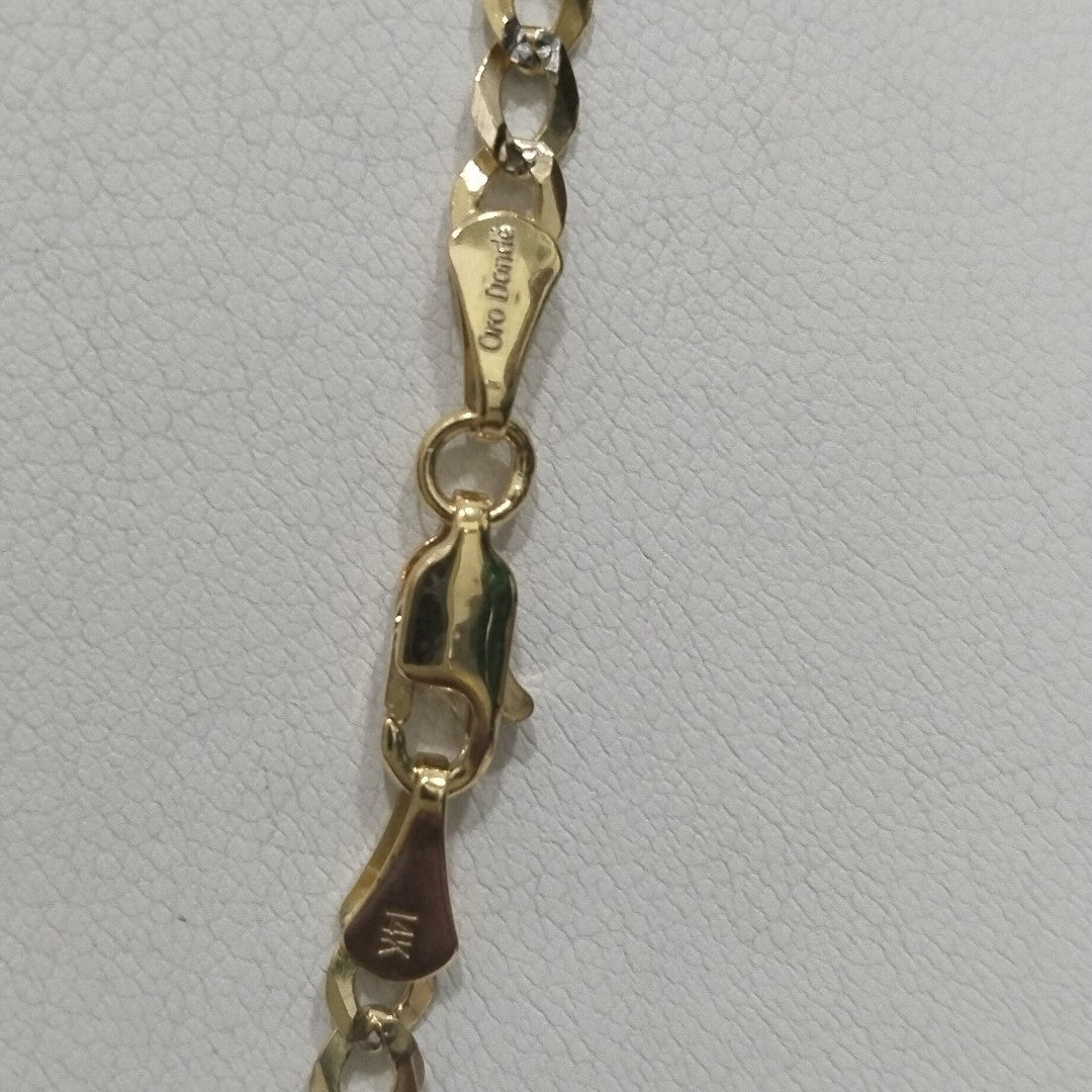CADENAS BARBADA DIAMANTADA ORO 14K 55 CM 8.9 GR (NUEVO)