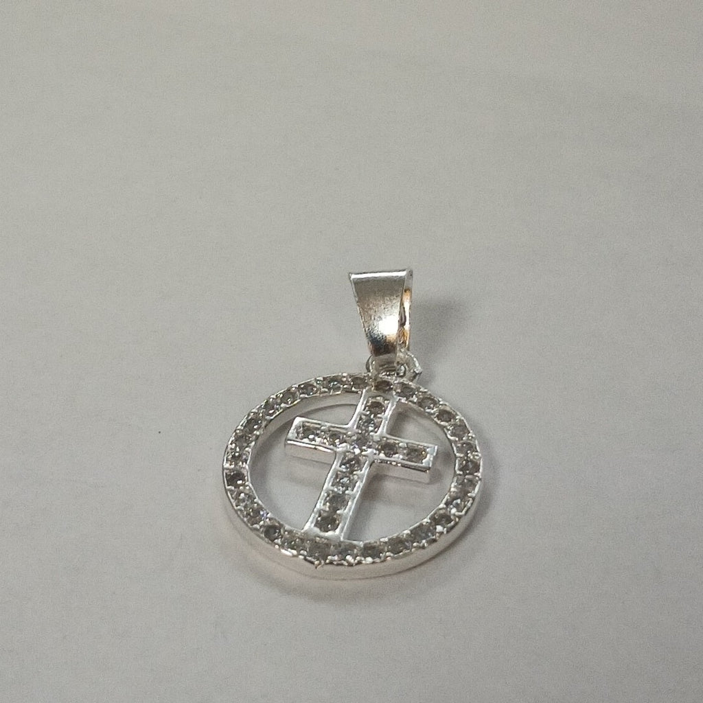 DIJE CRUZ C/CIRCONIAS PLATA .925 2.3 GR (NUEVO)