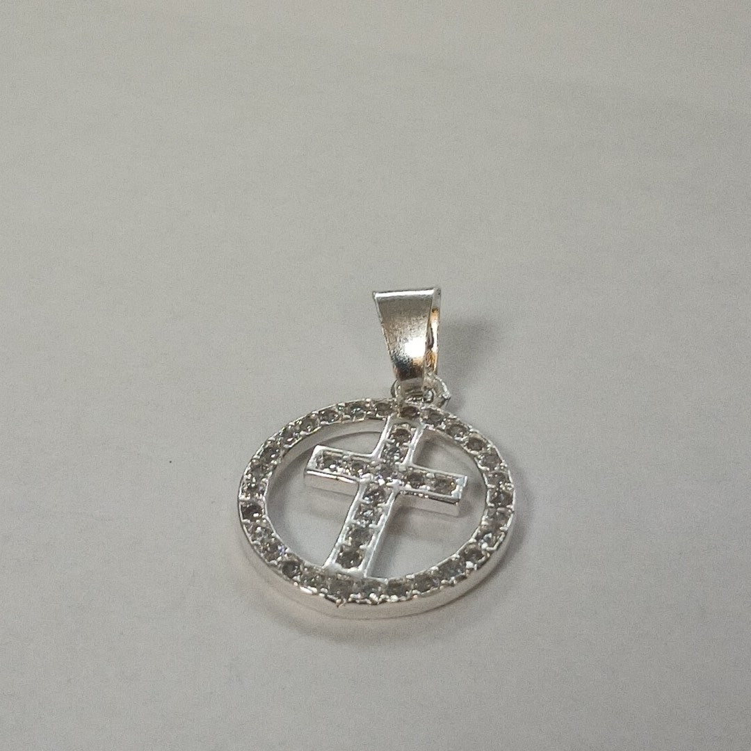 DIJE CRUZ C/CIRCONIAS PLATA .925 2.3 GR (NUEVO)