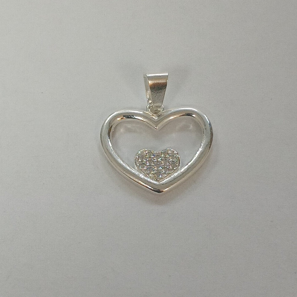 DIJE CORAZON C/CIRCONIAS PLATA .925 2.7 GR (NUEVO)