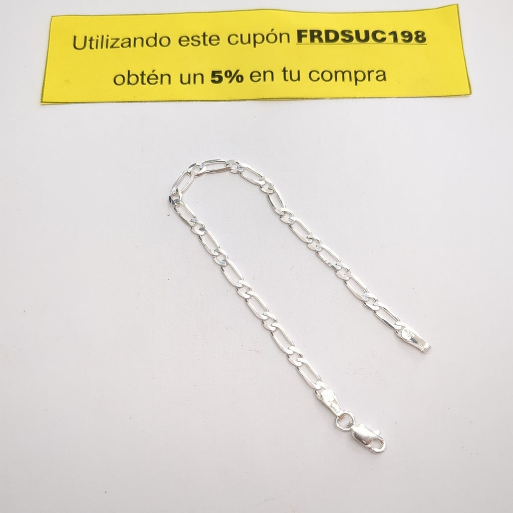PULSERA TEJIDO 1X1 PLATA .925 18 CM 3.5 GR (NUEVO)