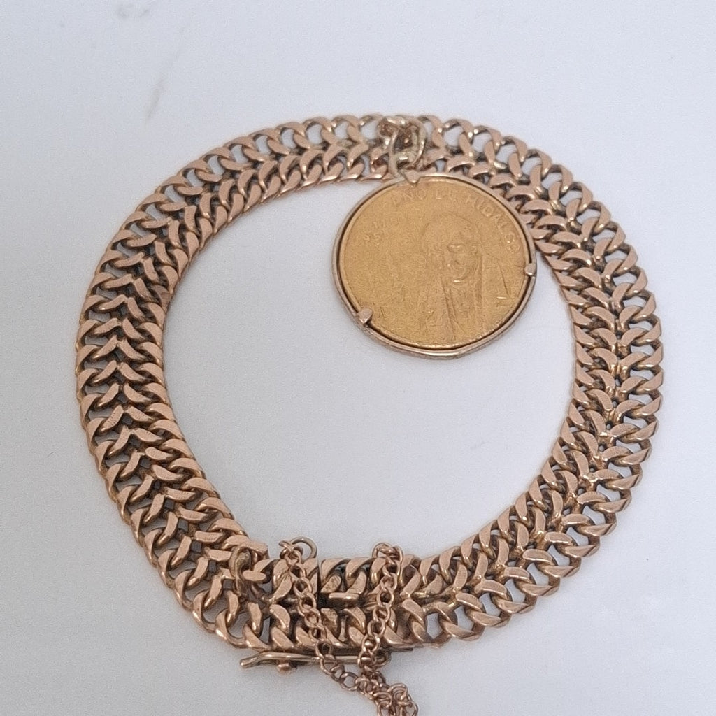MEDALLA CONMEMORATIVA, PULSERA ORO 14 K 29.9 GRMS (SEMINUEVO)
