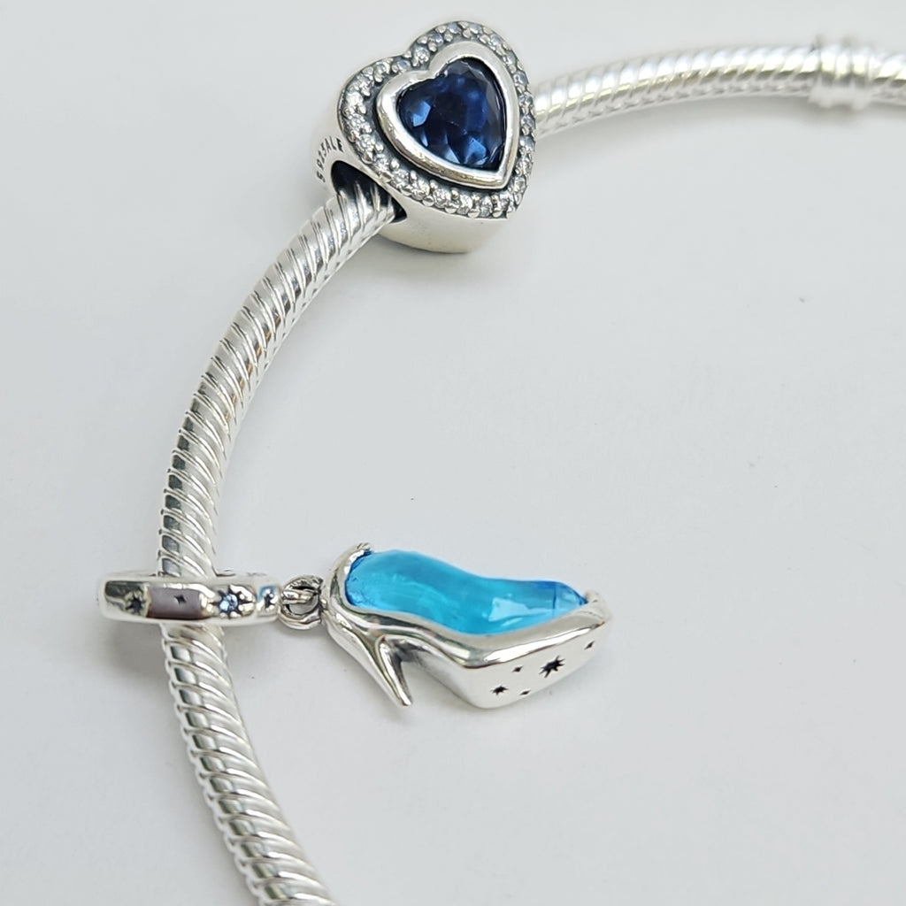 PULSERA TEJIDO ARTICULADA CON CHARMS PLATA .925 21 CM 18.4 GR (NUEVO)