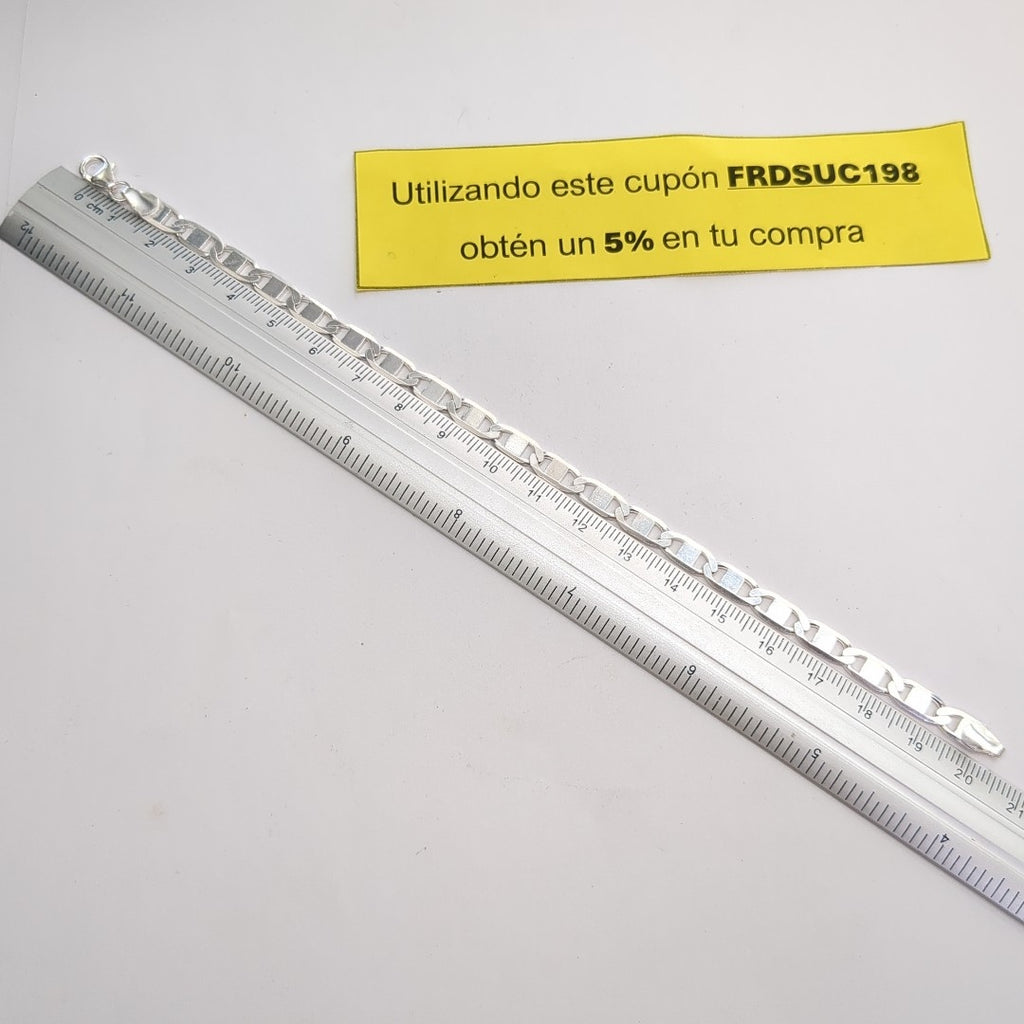 PULSERA TEJIDO ESPEJO PLATA .925 21 CM 7.7 GR (NUEVO)