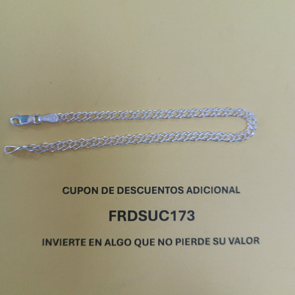 PULSERA DOBLE ESLABON PLATA .925 18 CM 3.53 GR (NUEVO)