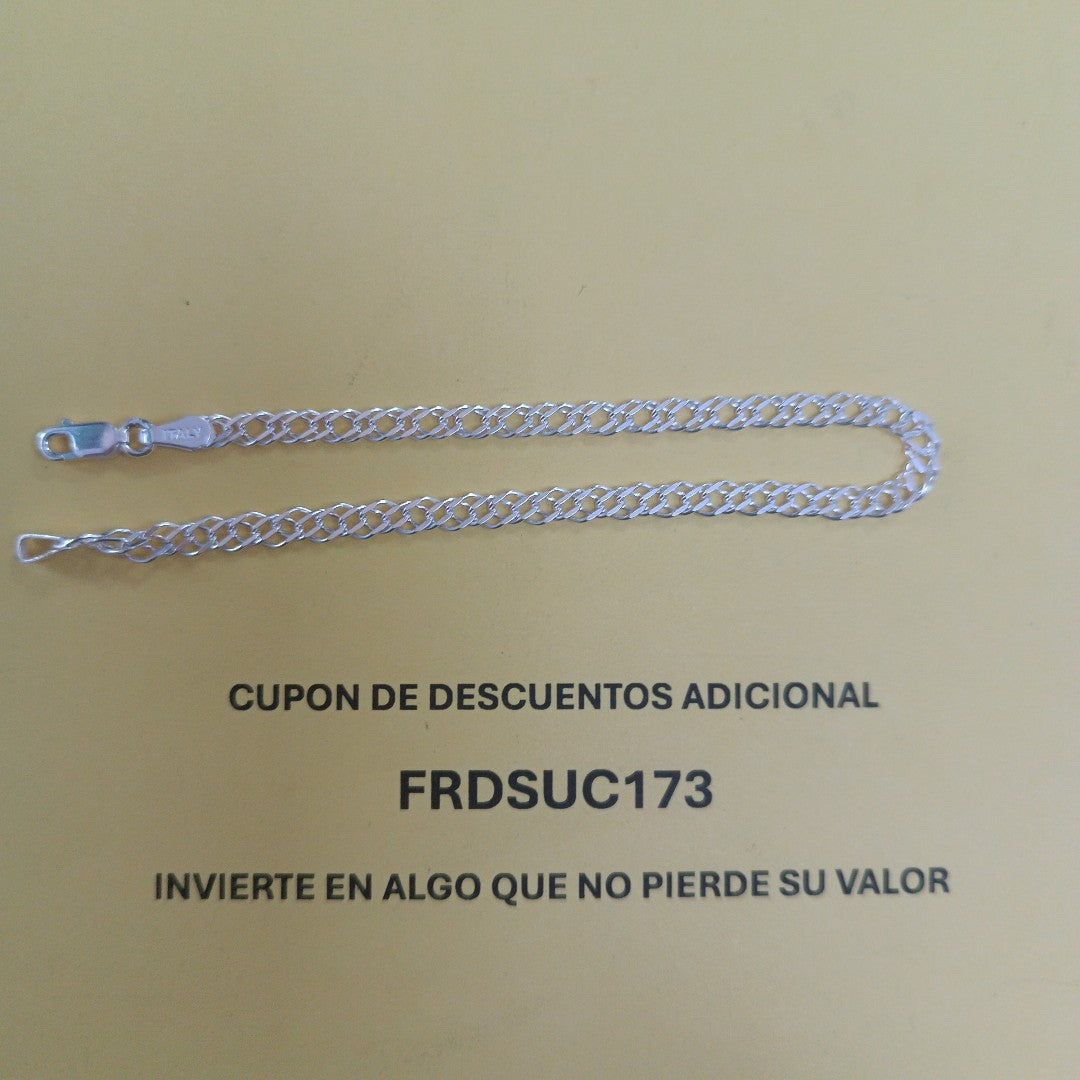 PULSERA DOBLE ESLABON PLATA .925 18 CM 3.53 GR (NUEVO)