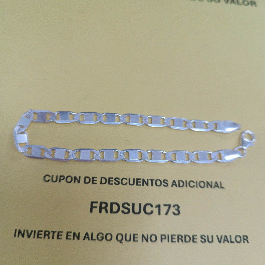 PULSERA TEJIDO ESPEJO PLATA .925 21 CM 8 GR (NUEVO)