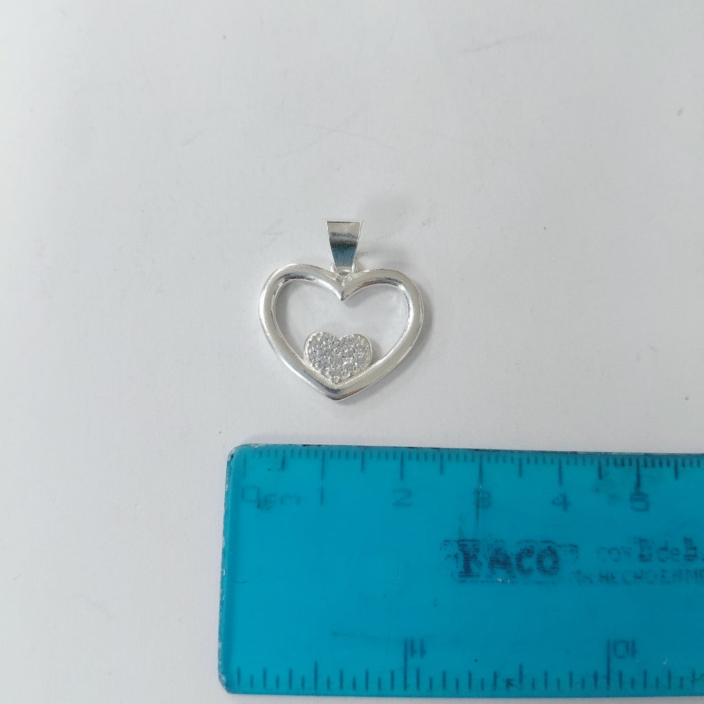 DIJE CORAZON C/CIRCONIAS PLATA .925 2.7 GR (NUEVO)