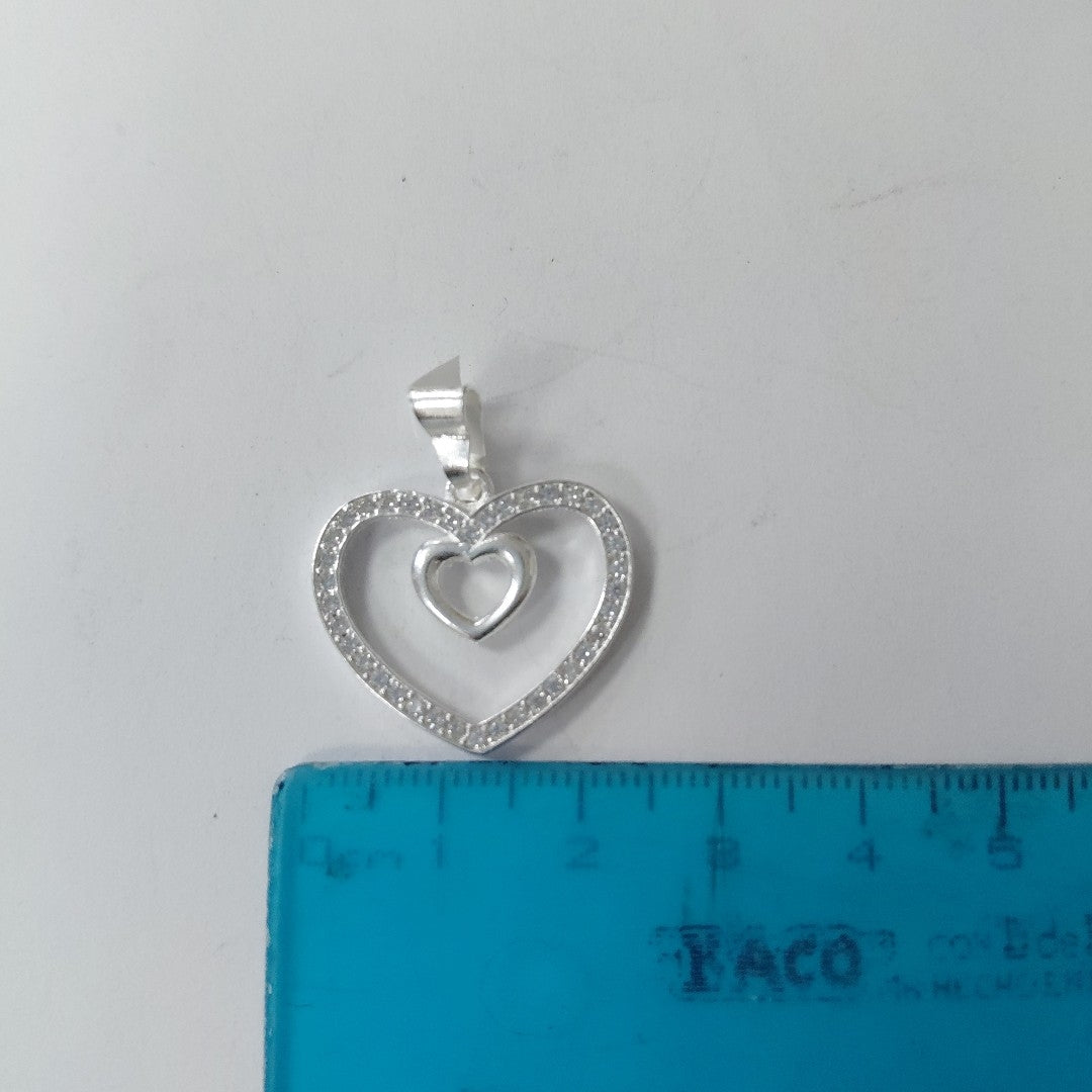 DIJE CORAZON C/CIRCONIAS PLATA .925 2.7 GR (NUEVO)