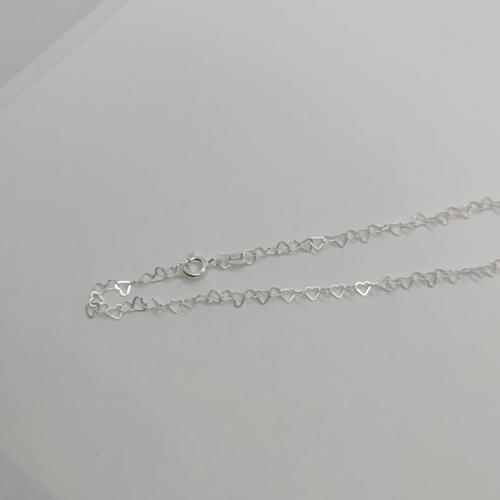 CADENA CORAZONES PLATA .925 60 CM 3.02 GR (NUEVO)