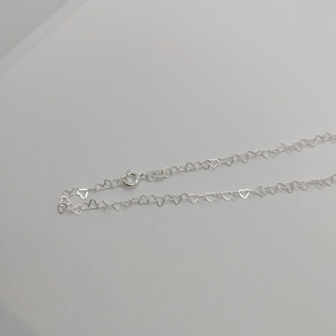 CADENA CORAZONES PLATA .925 60 CM 3.02 GR (NUEVO)
