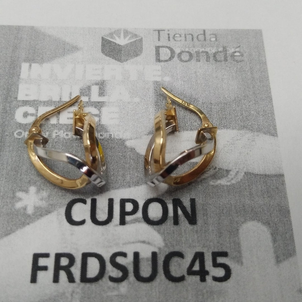 ARETES PAR ORO COMBINADO 14 K 1,90 GRMS (SEMINUEVO)