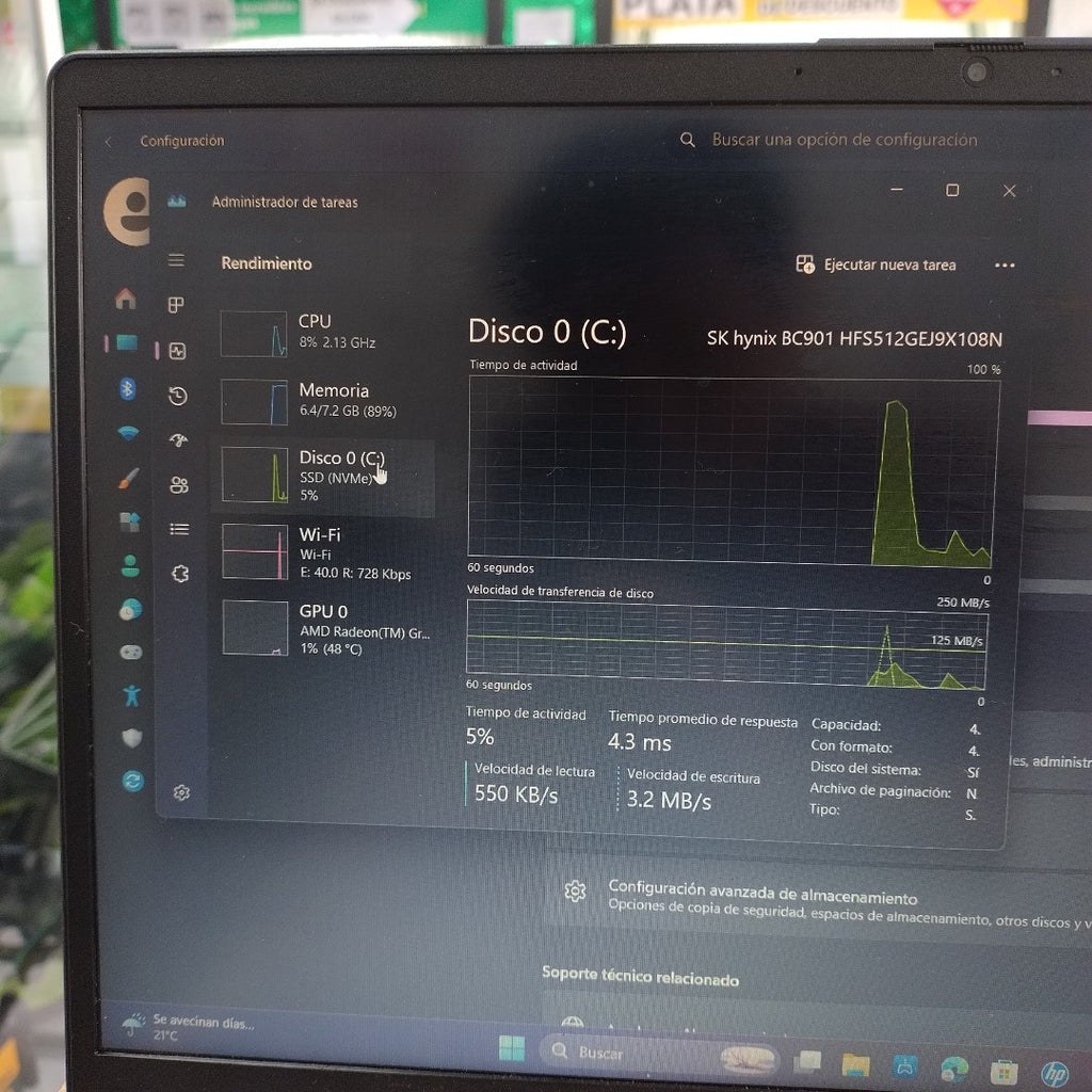 LAPTOP HP 15-FC0043LA (2025) 512 GB SSD 8 GB RAM (SEMINUEVO)