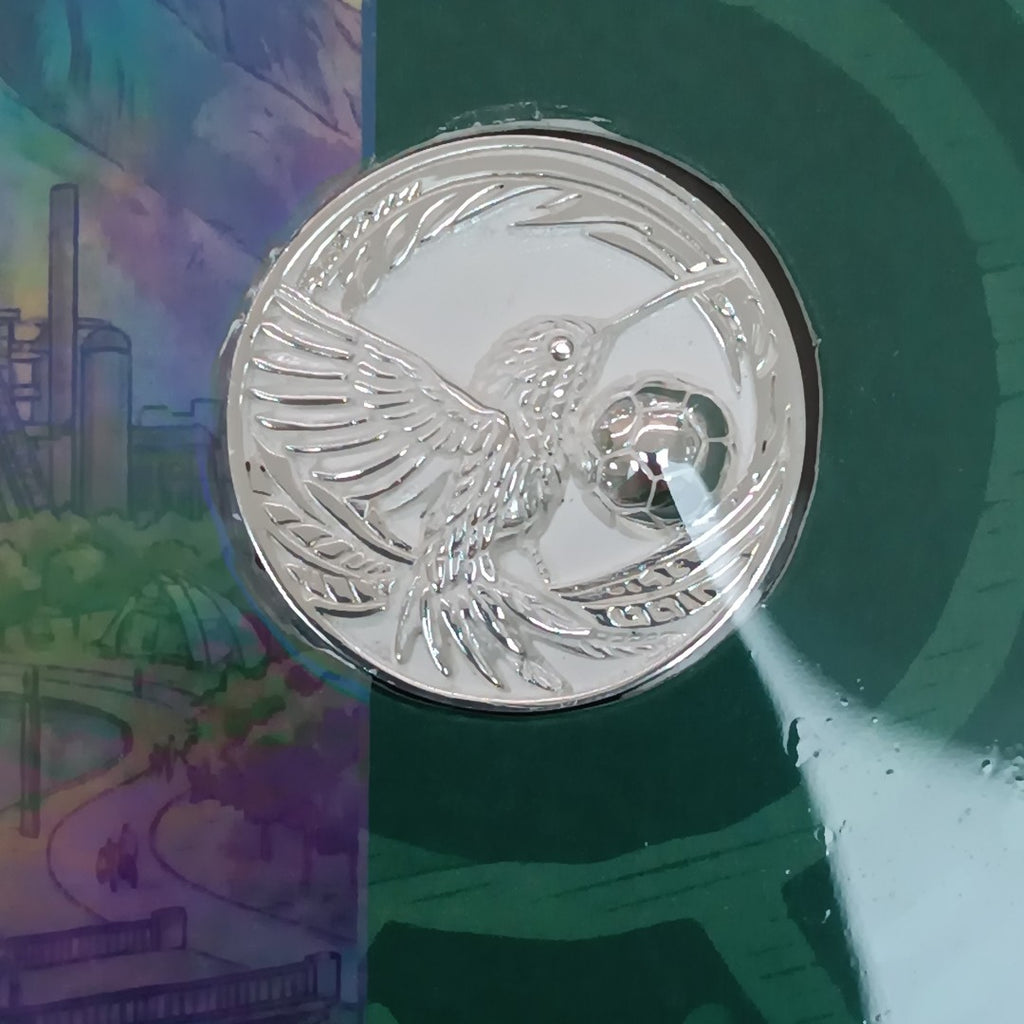 MEDALLA CONMEMORATIVA FRD FÚTBOL MOTIVO COLIBRI PLATA .925 8 GR (NUEVO)