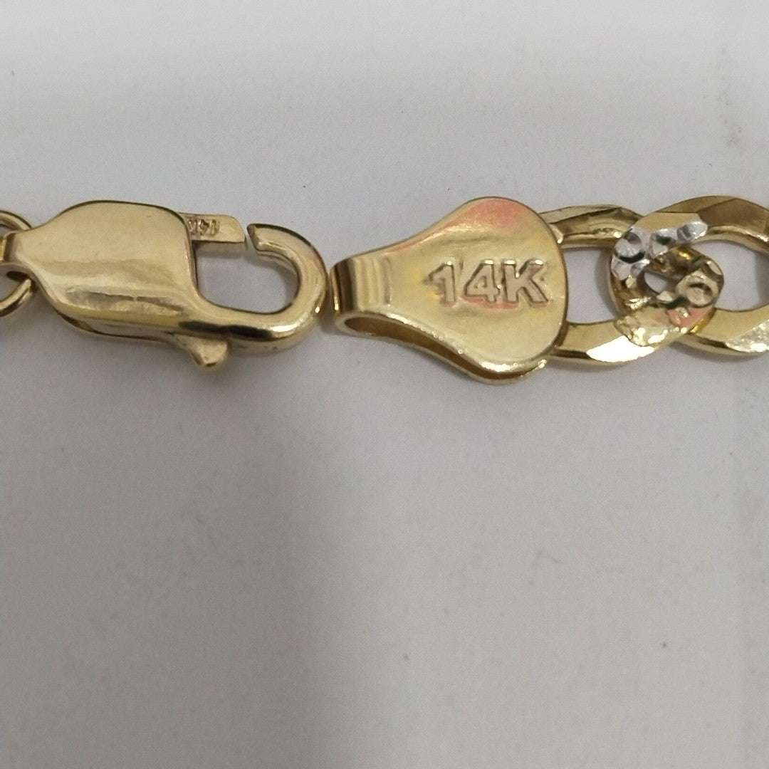 PULSERAS TEJIDO BARBADA DIAMANTADA ORO 14K 21 CM 10.4 GR (NUEVO)