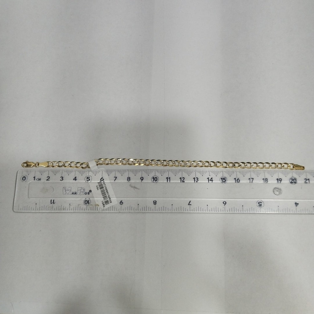 PULSERAS TEJIDO BARBADA DIAMANTADA ORO 14K 21 CM 4.9 GR (NUEVO)