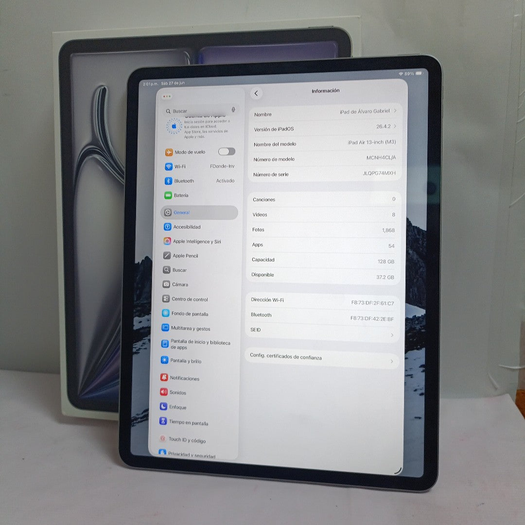 TABLETA APPLE IPAD AIR (M3) 13"A3268 (2025) 128 GB 8 GB RAM (SEMINUEVO)