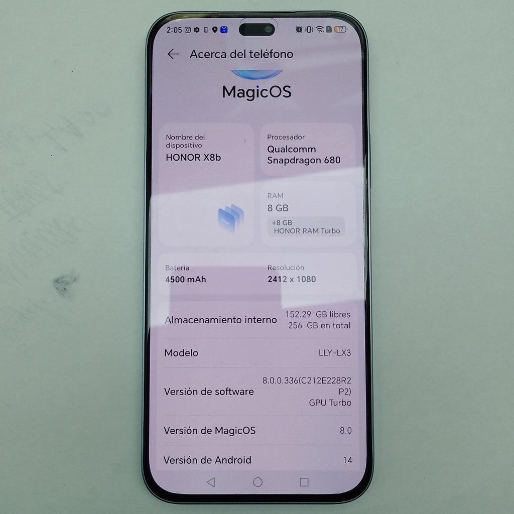 CELULAR HONOR X8B LLY-LX3 (2023) 256 GB 8 GB RAM (SEMINUEVO)
