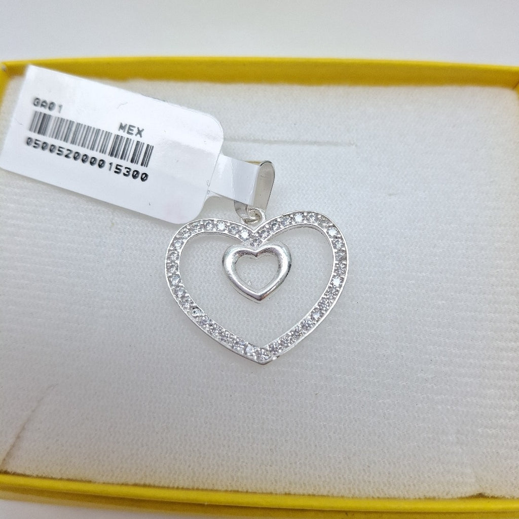 DIJE CORAZON C/CIRCONIAS PLATA .925 2.7 GR (NUEVO)