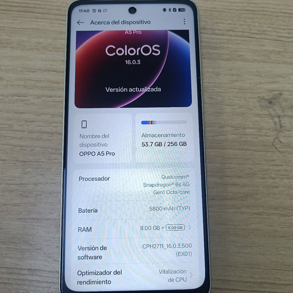 CELULAR OPPO A5 PRO CPH2711 (2025) 256 GB 8 GB RAM (SEMINUEVO)