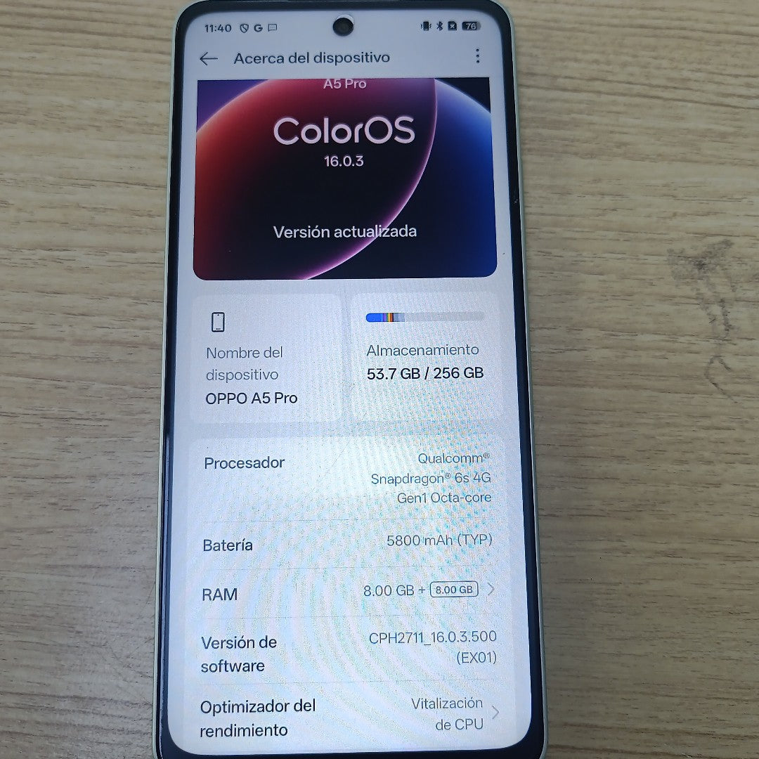 CELULAR OPPO A5 PRO CPH2711 (2025) 256 GB 8 GB RAM (SEMINUEVO)