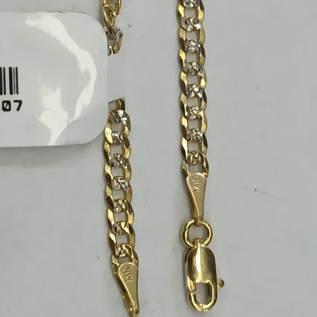 PULSERAS TEJIDO BARBADA DIAMANTADA ORO 14K 18 CM 3.2 GR (NUEVO)
