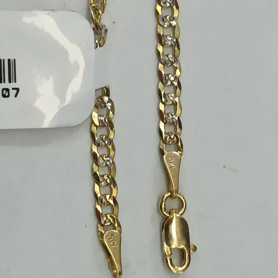 PULSERAS TEJIDO BARBADA DIAMANTADA ORO 14K 18 CM 3.2 GR (NUEVO)