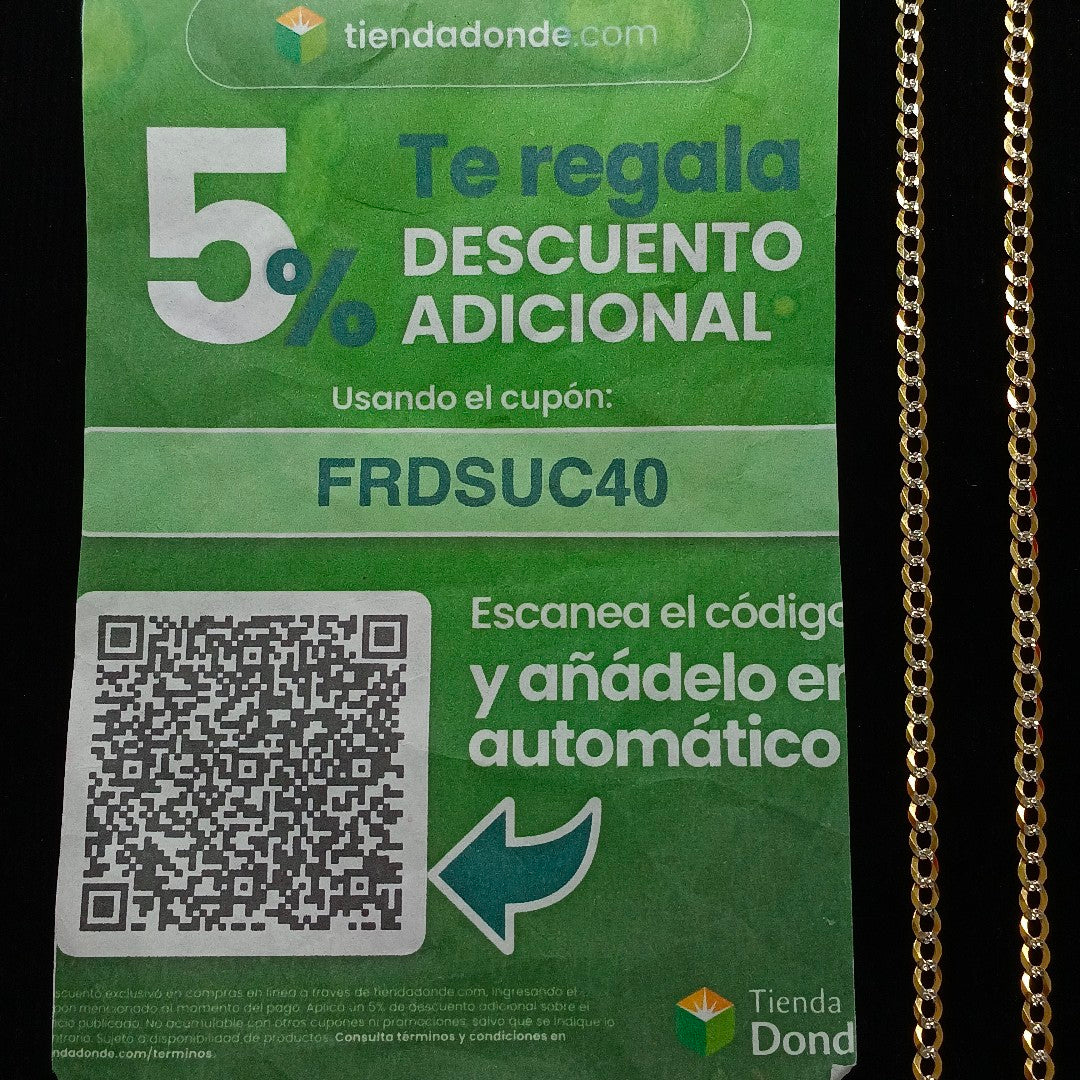 CADENAS BARBADA DIAMANTADA ORO 14K 55 CM 8.9 GR (NUEVO)