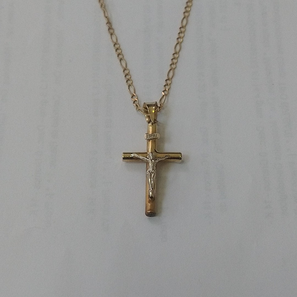 CADENA, CRUCIFIJO ORO, ORO COMBINADO 10 K 2.6 GRMS (SEMINUEVO)