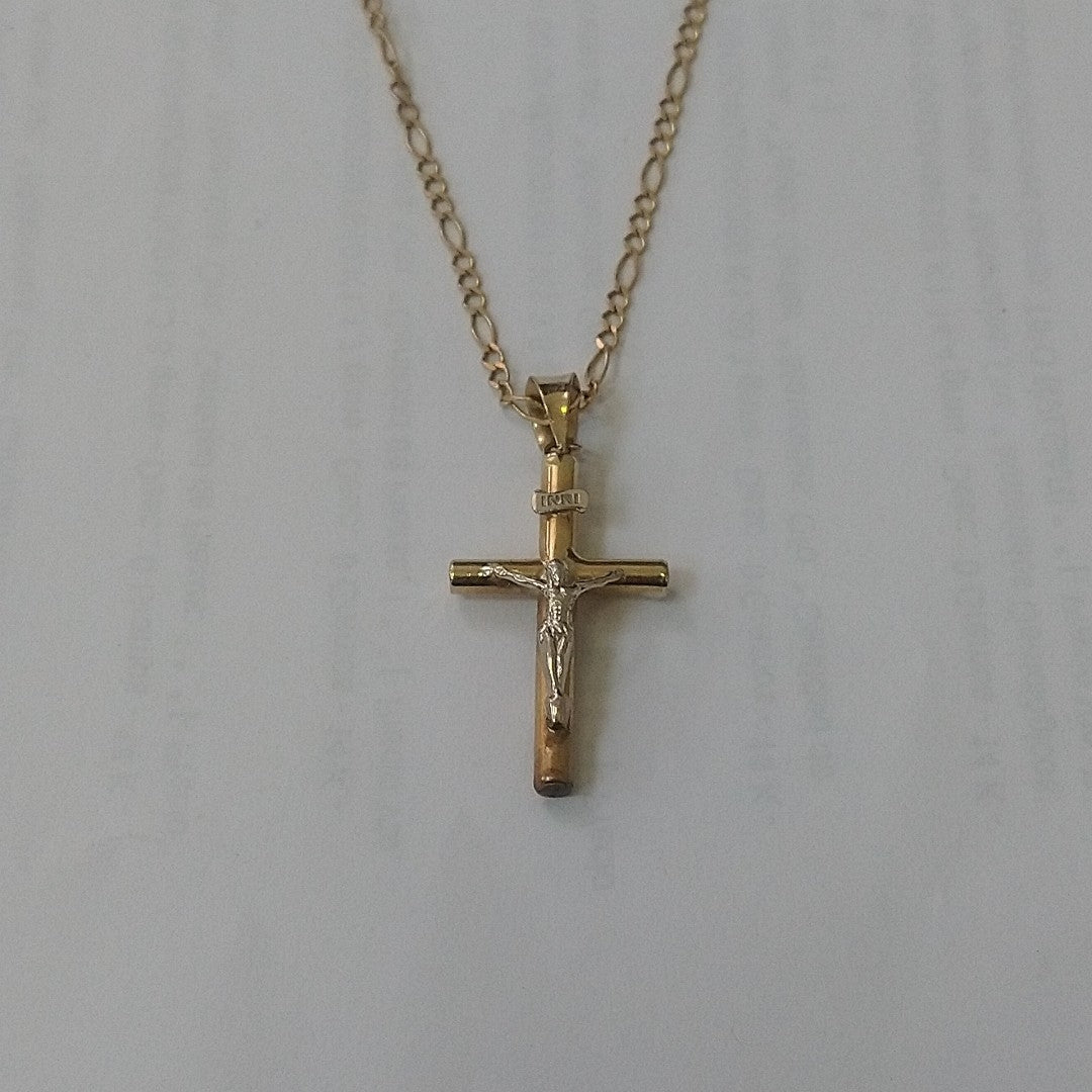 CADENA, CRUCIFIJO ORO, ORO COMBINADO 10 K 2.6 GRMS (SEMINUEVO)