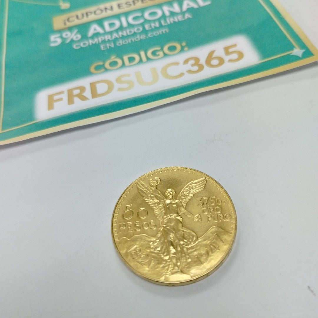 K1 41.6 GRMS 21 K IDENTIFICACIÓN MONEDA NOMINATIVA MONEDAS PESOS 50 PESOS (SEMINUEVO)