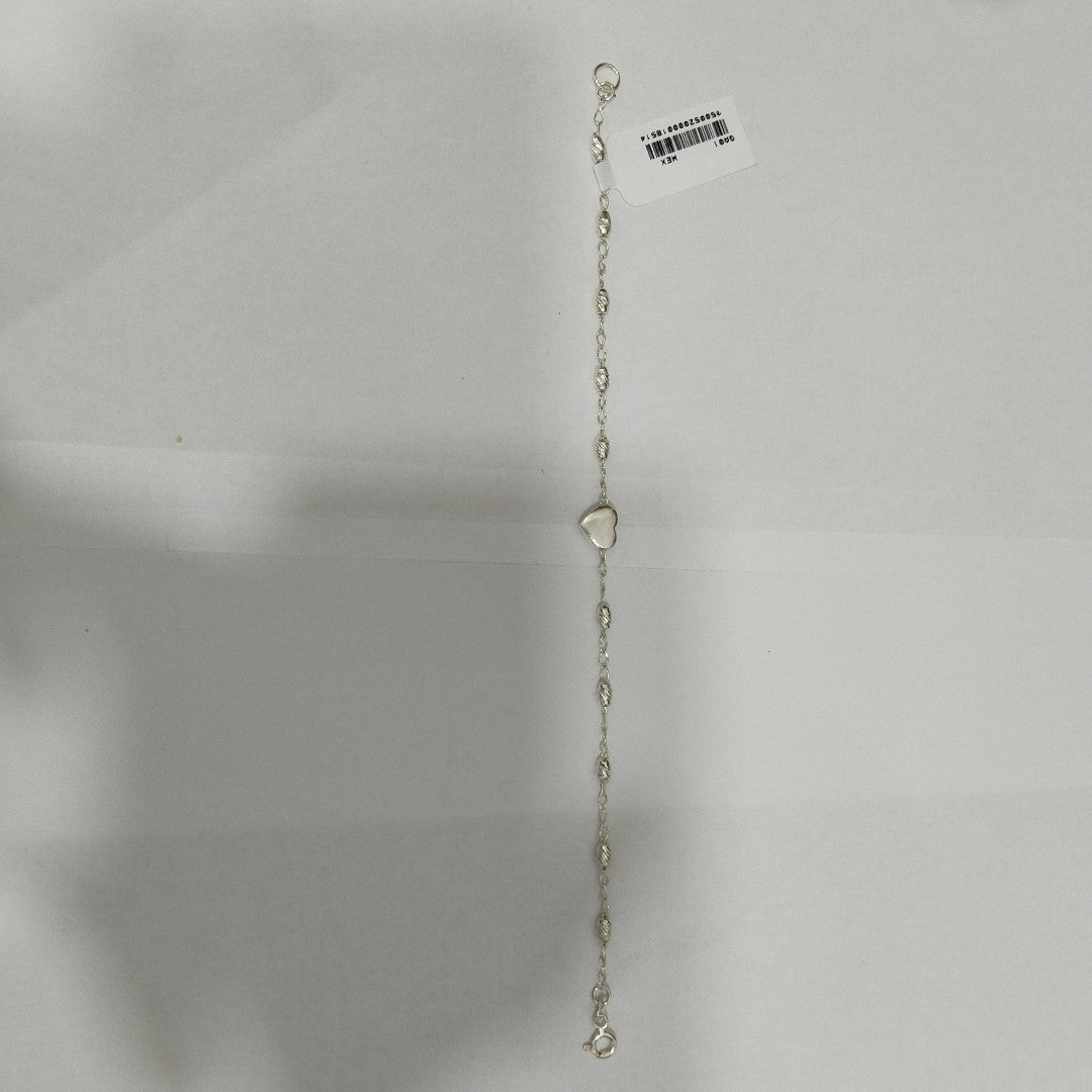 PULSERA TEJIDO CORAZON PLATA .925 18 CM 3.4 GR (NUEVO)