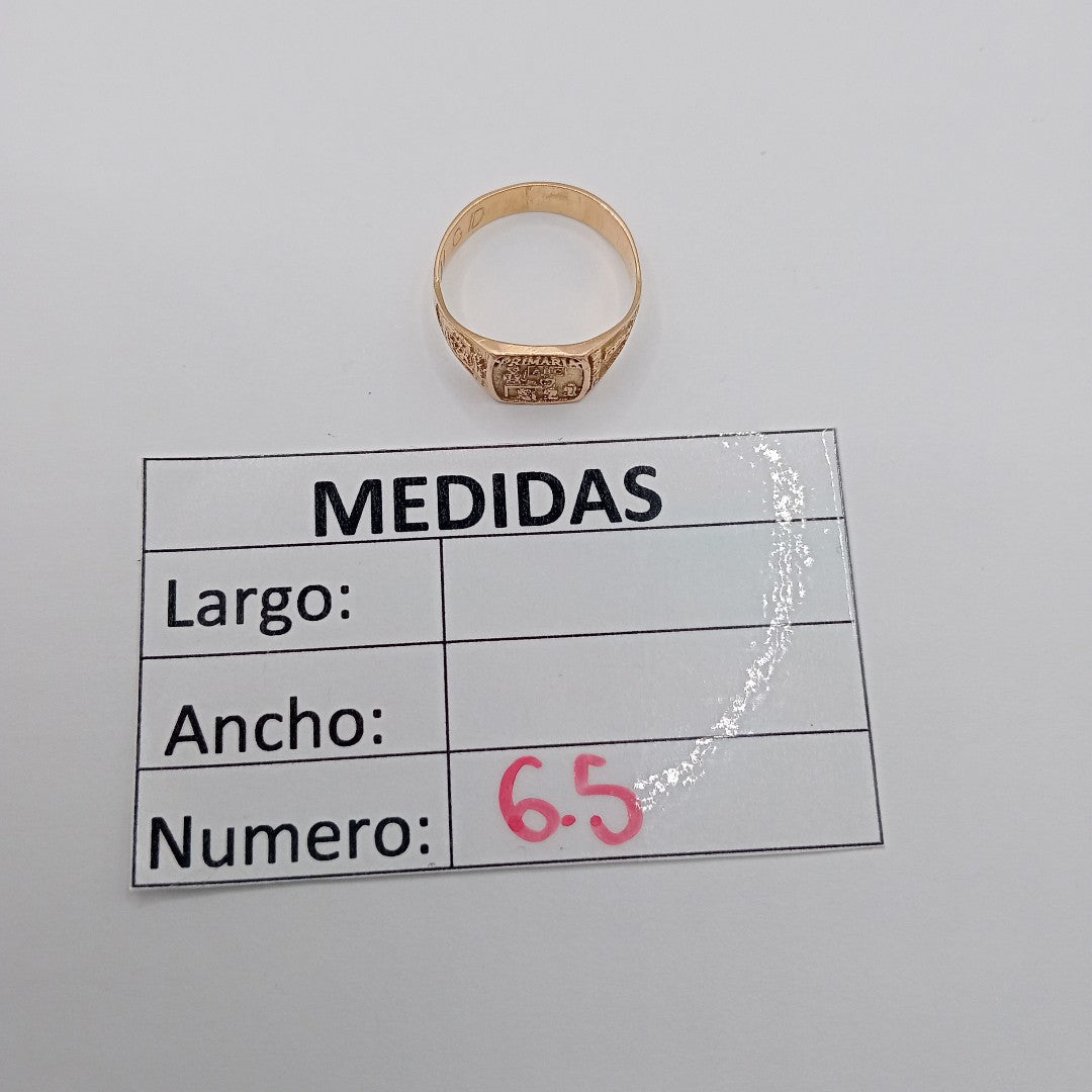 ANILLO DE GRADUACIÓN ORO 10 K 1.8 GRMS (SEMINUEVO)