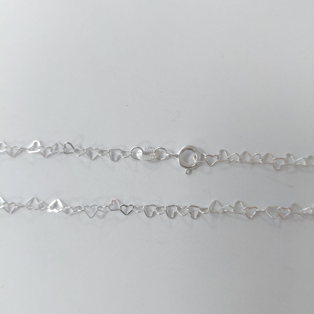 CADENA CORAZONES PLATA .925 50 CM 2.52 GR (NUEVO)